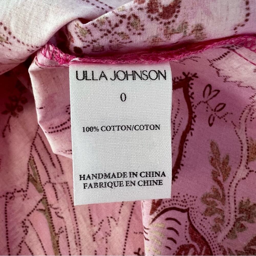New Ulla Johnson Lei Ruffled Printed Cotton-poplin Blouse In Camellia Pink Sz 0 - Picture 6 of 6